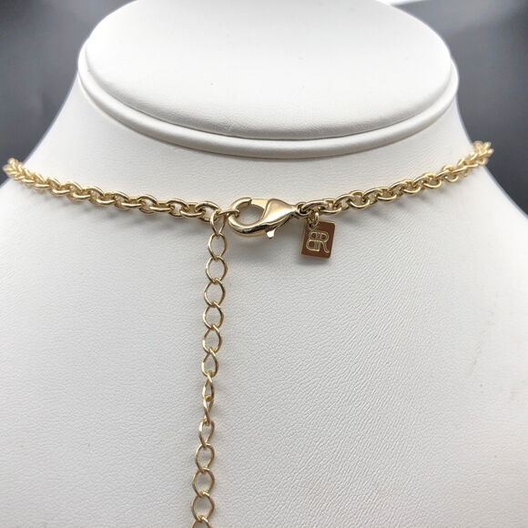 Banana Republic Necklace Camille 19" Blue Aqua Glass Crystal Faceted Flower Bib - Picture 3 of 8